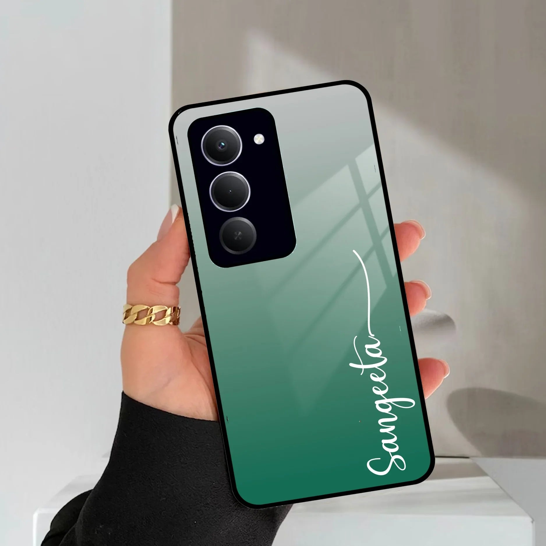 Customize Name Gradient Glass Case Cover Green For Redmi/Xiaomi - ShopOnCliQ