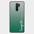 Customize Name Gradient Glass Case Cover Green For Redmi 9 Prime