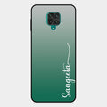 Customize Name Gradient Glass Case Cover Green For Redmi Note 10 Lite