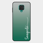 Customize Name Gradient Glass Case Cover Green For Redmi Note 10 Lite