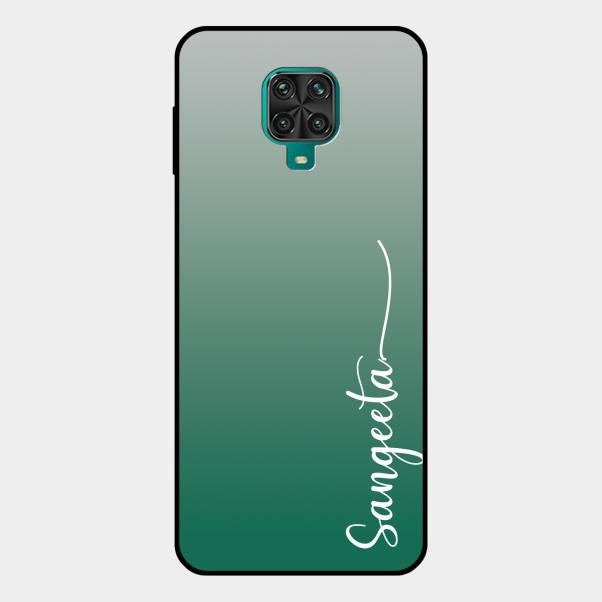 Customize Name Gradient Glass Case Cover Green For Redmi Note 10 Lite