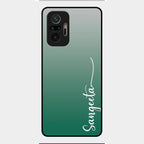 Customize Name Gradient Glass Case Cover Green For Redmi Note 10 Pro Max