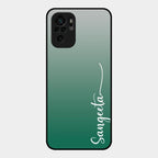 Customize Name Gradient Glass Case Cover Green For Redmi Note 10