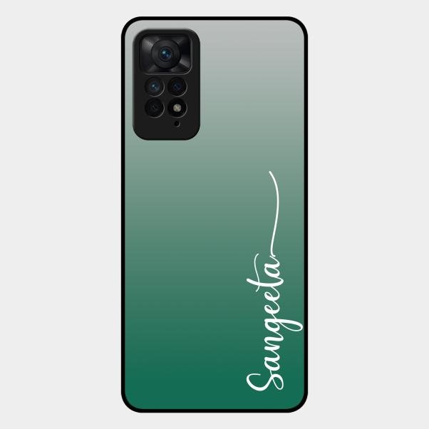 Customize Name Gradient Glass Case Cover Green For Redmi Note 11 Pro 5G