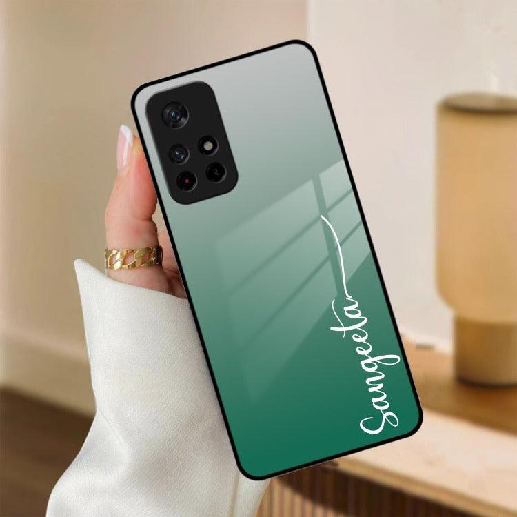 Customize Name Gradient Glass Case Cover Green For Redmi/Xiaomi
