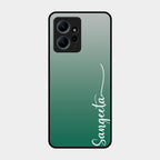Customize Name Gradient Glass Case Cover Green For Redmi Note 12 4G