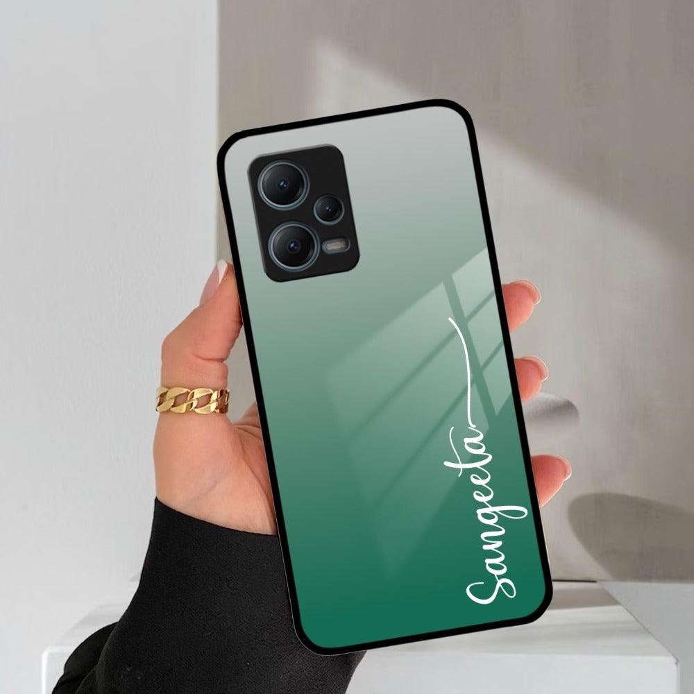 Customize Name Gradient Glass Case Cover Green For Redmi/Xiaomi