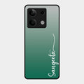 Customize Name Gradient Glass Case Cover Green For Redmi Note 13 5G