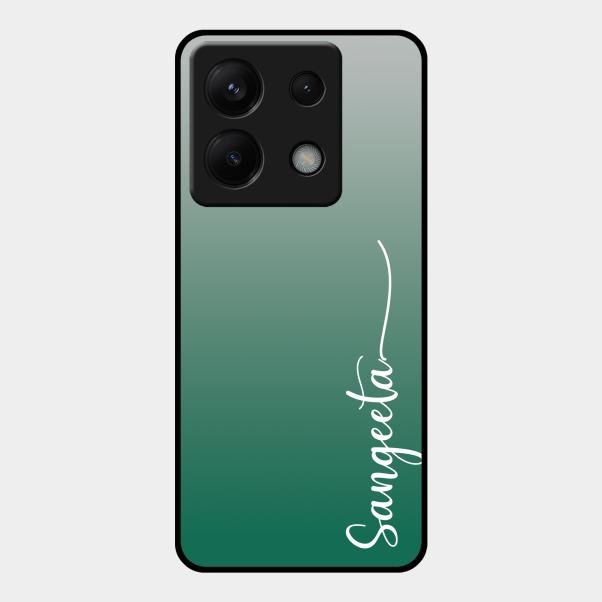 Customize Name Gradient Glass Case Cover Green For Redmi Note 13 Pro 5G
