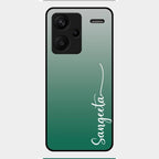 Customize Name Gradient Glass Case Cover Green For Redmi Note 13 Pro Plus 5G