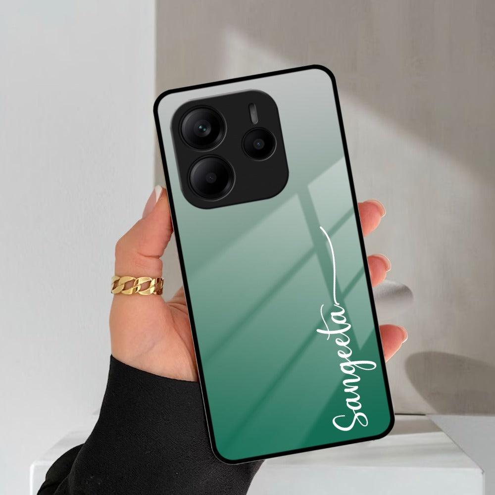 Customize Name Gradient Glass Case Cover Green For Redmi/Xiaomi