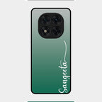 Customize Name Gradient Glass Case Cover Green For Redmi Note 14 Pro 5G