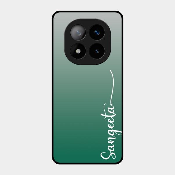 Customize Name Gradient Glass Case Cover Green For Redmi Note 14 Pro Plus 5G