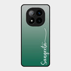 Customize Name Gradient Glass Case Cover Green For Redmi Note 14 Pro Plus 5G