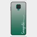 Customize Name Gradient Glass Case Cover Green For Redmi Note 9 Pro Max