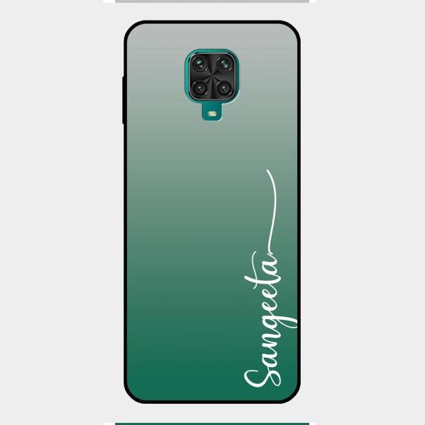 Customize Name Gradient Glass Case Cover Green For Redmi Note 9 Pro