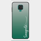 Customize Name Gradient Glass Case Cover Green For Redmi Note 9 Pro