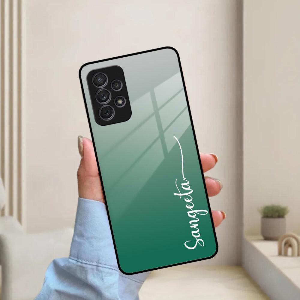 Customize Name Gradient Glass Case Cover Green For Samsung