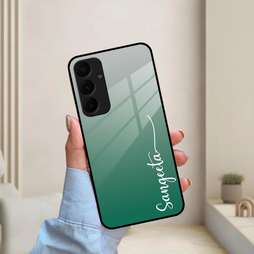 Customize Name Gradient Glass Case Cover Green For Samsung