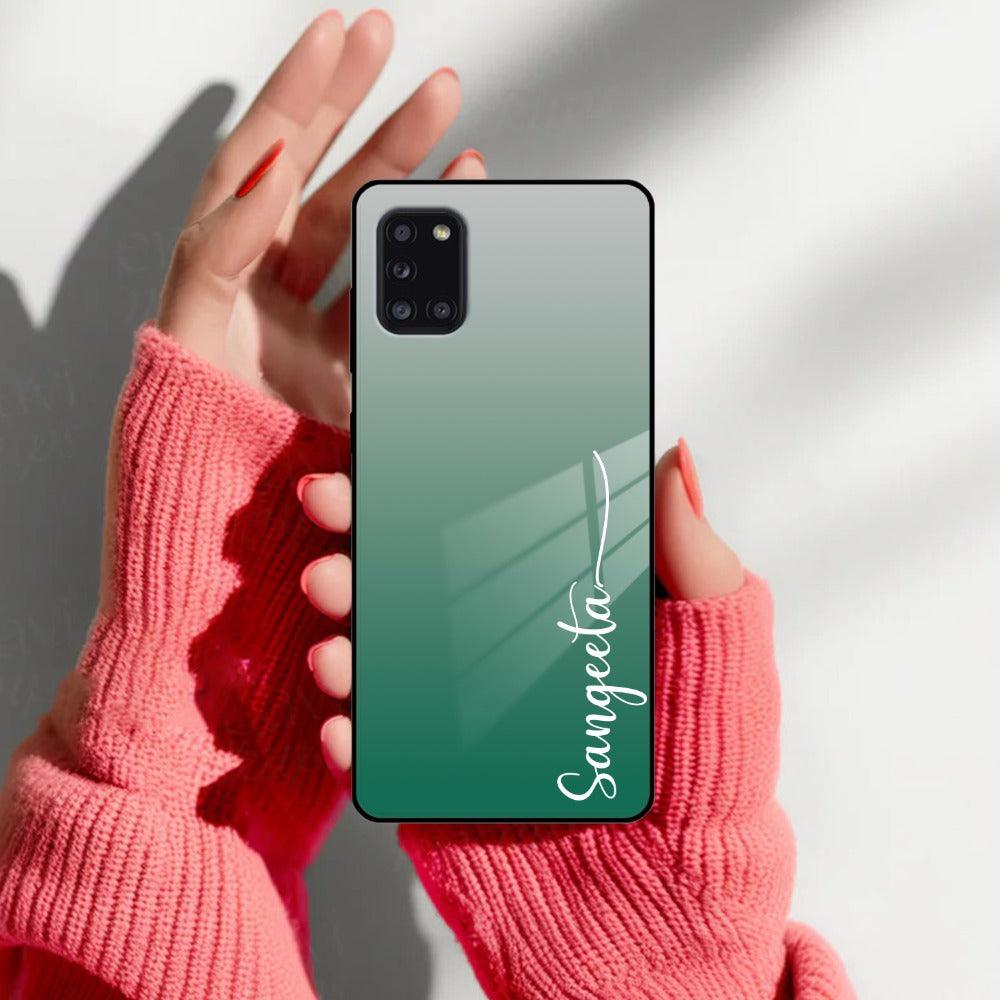Customize Name Gradient Glass Case Cover Green For Samsung