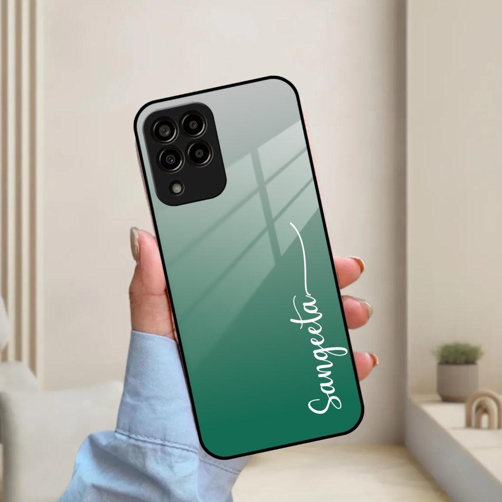 Customize Name Gradient Glass Case Cover Green For Samsung