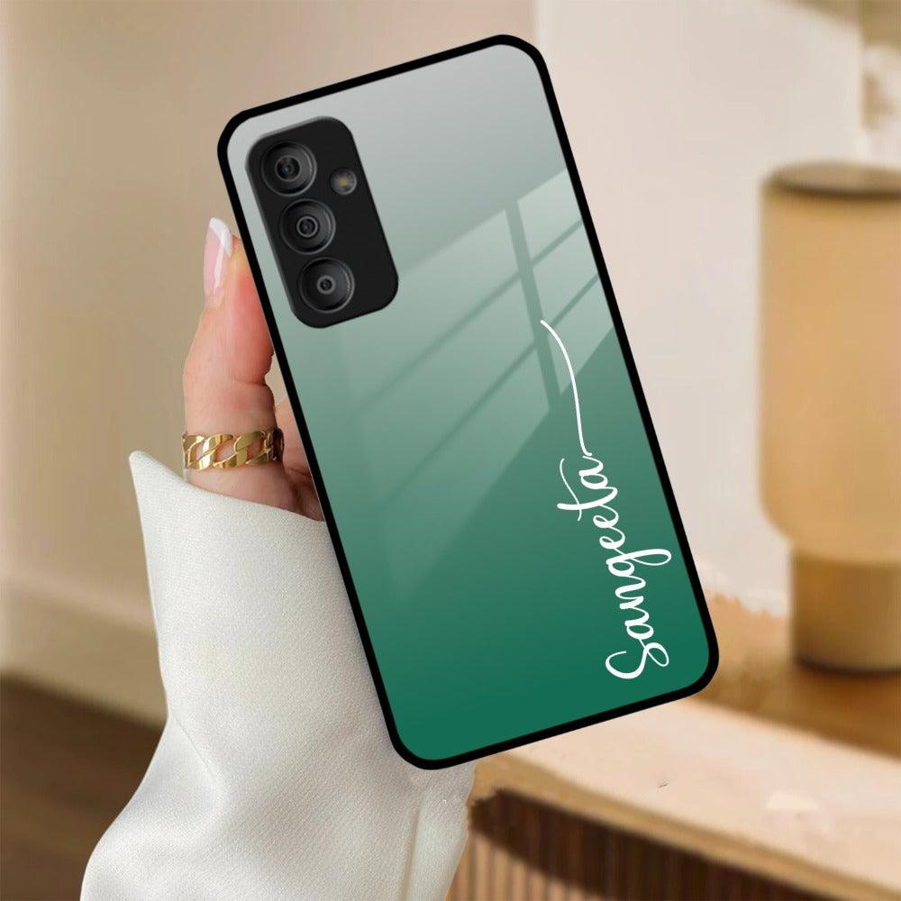 Customize Name Gradient Glass Case Cover Green For Samsung