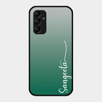 Customize Name Gradient Glass Case Cover Green For Samsung Galaxy A14 5G