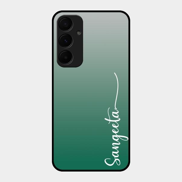 Customize Name Gradient Glass Case Cover Green For Samsung Galaxy A35 5G