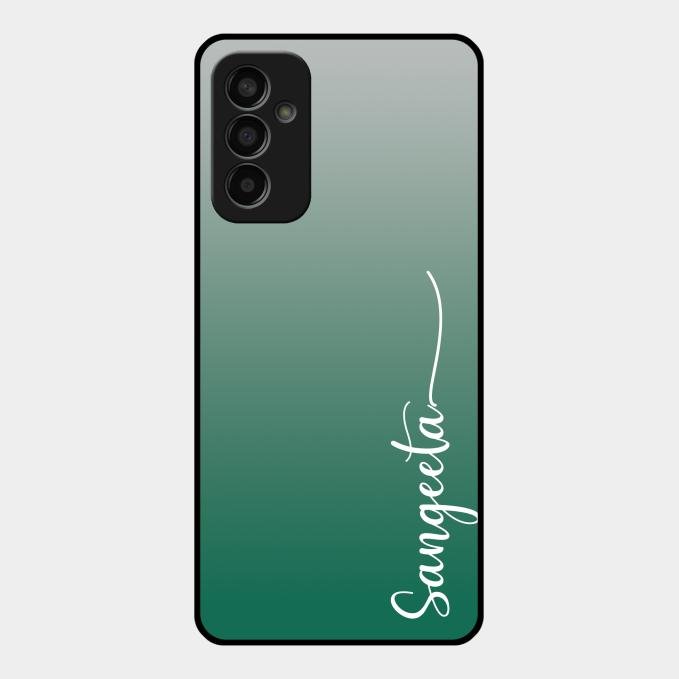 Customize Name Gradient Glass Case Cover Green For Samsung Galaxy F13