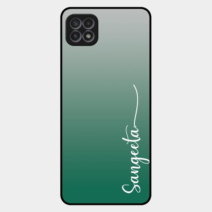Customize Name Gradient Glass Case Cover Green For Samsung Galaxy F42 5G