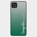 Customize Name Gradient Glass Case Cover Green For Samsung Galaxy F42 5G