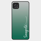 Customize Name Gradient Glass Case Cover Green For Samsung Galaxy F42 5G
