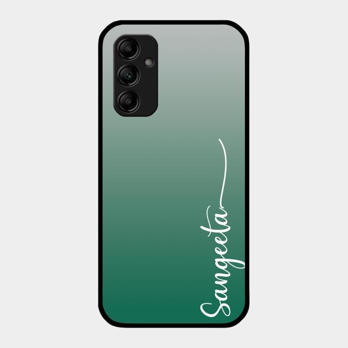 Customize Name Gradient Glass Case Cover Green For Samsung Galaxy M14 5G