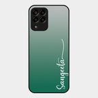 Customize Name Gradient Glass Case Cover Green For Samsung Galaxy M33 5G