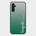 Customize Name Gradient Glass Case Cover Green For Samsung Galaxy M34 5G