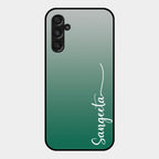 Customize Name Gradient Glass Case Cover Green For Samsung Galaxy M34 5G