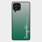 Customize Name Gradient Glass Case Cover Green For Samsung Galaxy M53 5G