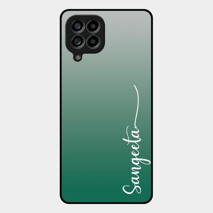 Customize Name Gradient Glass Case Cover Green For Samsung Galaxy M53 5G