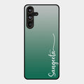 Customize Name Gradient Glass Case Cover Green For Samsung Galaxy M55 5G