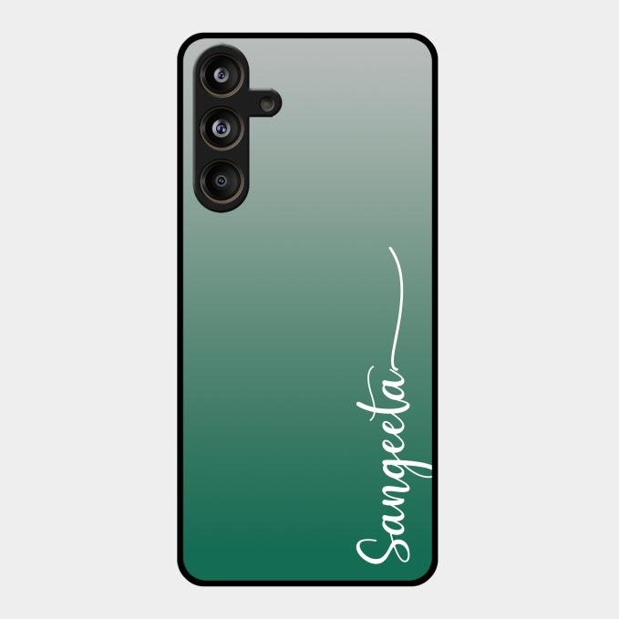 Customize Name Gradient Glass Case Cover Green For Samsung Galaxy M55 5G
