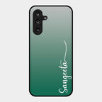 Customize Name Gradient Glass Case Cover Green For Samsung Galaxy M56 5G