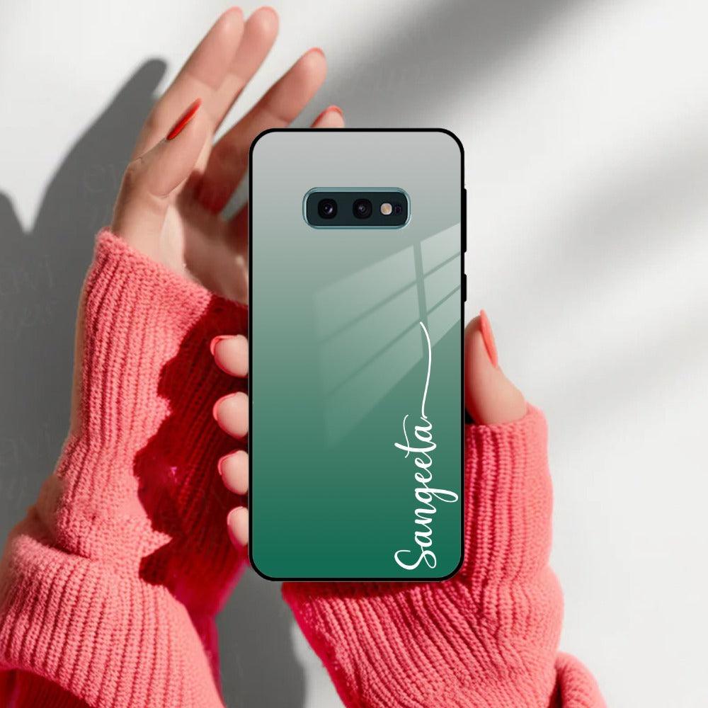 Customize Name Gradient Glass Case Cover Green For Samsung