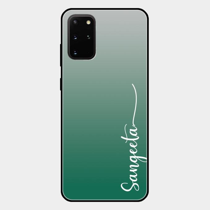 Customize Name Gradient Glass Case Cover Green For Samsung Galaxy S20 Plus