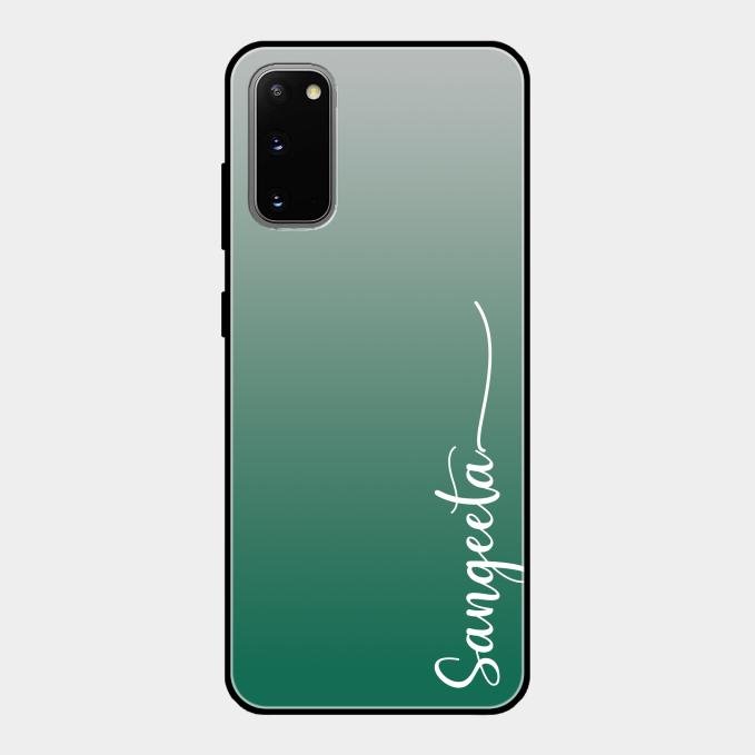Customize Name Gradient Glass Case Cover Green For Samsung Galaxy S20