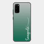 Customize Name Gradient Glass Case Cover Green For Samsung Galaxy S20