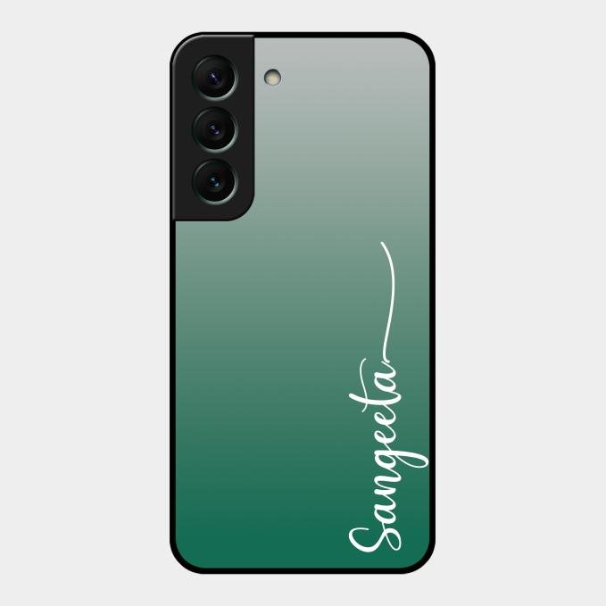 Customize Name Gradient Glass Case Cover Green For Samsung Galaxy S22 5G