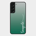 Customize Name Gradient Glass Case Cover Green For Samsung Galaxy S22 5G
