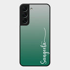Customize Name Gradient Glass Case Cover Green For Samsung Galaxy S22 5G