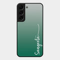 Customize Name Gradient Glass Case Cover Green For Samsung Galaxy S22 Plus 5G