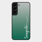 Customize Name Gradient Glass Case Cover Green For Samsung Galaxy S22 Plus 5G